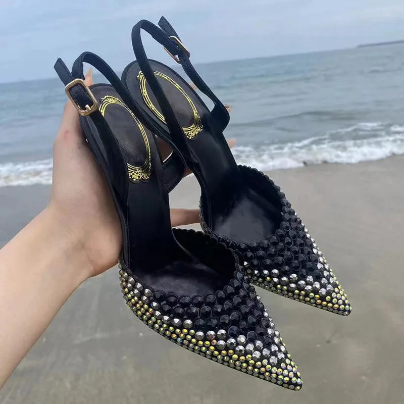 Luxury Rhinestones Gradient Slingbacks